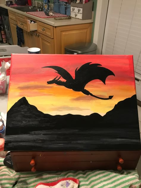 Easy Dragon Painting On Canvas, Dragon Canvas Painting Easy, Game Of Thrones Canvas Painting, Dragon Paintings Easy, Fantasy Canvas Painting Ideas, Acrylic Dragon Paintings, Dragon Painting Ideas On Canvas, Game Of Thrones Painting Easy, Simple Dragon Painting