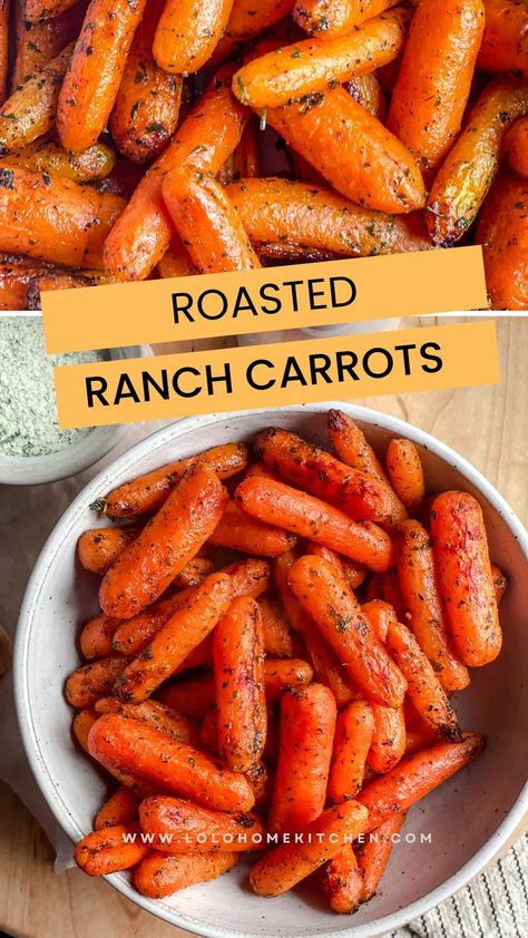 Roasted Ranch Carrots are an easy veggie side recipe that you can make in the air fryer or oven. Only 3 ingredients for these delicious carrots. Easy Oven Roasted Carrots, Sweet Roasted Carrots Oven, Carrots Baked In Oven, Ranch Carrots Roasted, How Long To Roast Carrots In Oven, Cook Carrots In Oven, Canned Carrot Recipes Side Dishes, Over Roasted Carrots, Carrot Chip Recipes