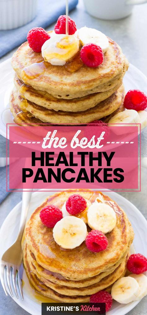 Make Ahead Healthy Pancakes, Heart Healthy Pancakes, Pancakes From Scratch Healthy, Homemade Pancake Mix Recipe Healthy, Best Healthy Pancakes, Healthy Whole Wheat Pancakes, Healthy Pancake Mix Recipe, Healthy Pancake Muffins, Healthy Fluffy Pancakes