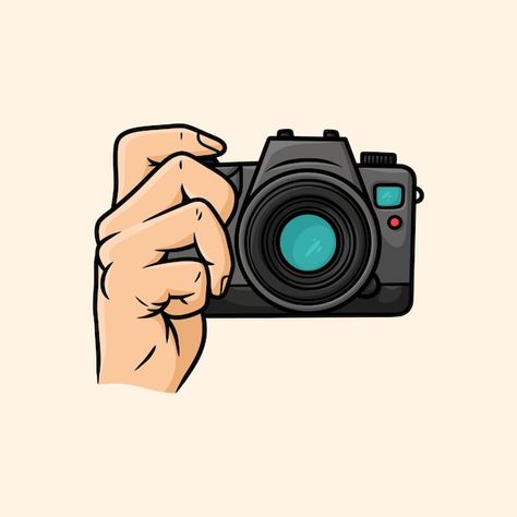 Camera Cartoon Aesthetic, Camera Illustration Art, Camera Aesthetic Icon, Cute Camera Icon, Hand Holding Camera, Photographer Cartoon, Camera Drawing Art, Fondos Apple Watch, Photograph Illustration