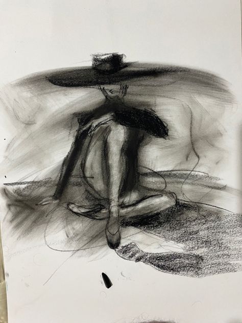 Charcoal drawing Loose Charcoal Drawing, Spooky Charcoal Drawing, Charcoal Drawing Practice, Rough Charcoal Sketch, Charcoal Drawing Inspiration, Small Charcoal Drawing, Coal Drawing Sketches, Charcoal Easy Drawing, Messy Charcoal Sketches