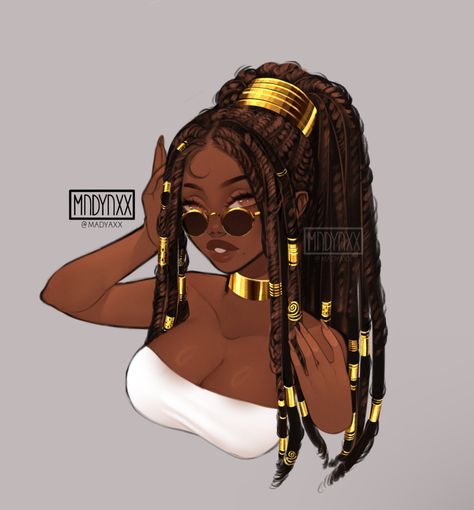 Images Kawaii, Outfit Challenge, Black Cartoon Characters, Black Art Painting, Queen Art, Dope Cartoon Art, Black Anime Characters, Black Cartoon, Black Love Art