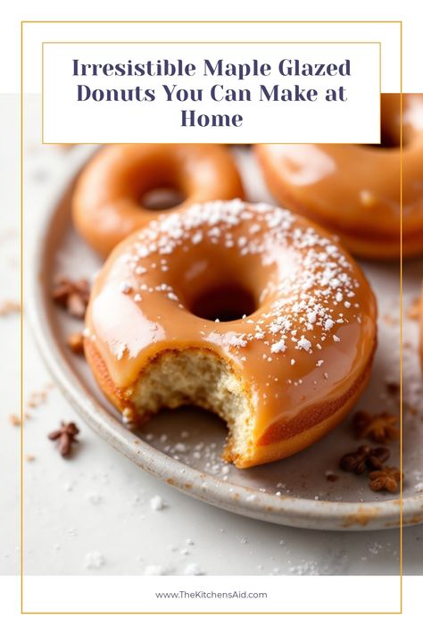 The Kitchens Aid Recipe - Maple Glazed Donuts You Can Make at Home Marble Donut Glaze, Healthy Maple Glaze, Maple Doughnut Recipe, Maple Glazed Donuts Recipe, Maple Glaze For Donuts Recipe, Doughnut Glaze Recipe, Maple Donut Recipe, Maple Donut Glaze, Donut Glaze Recipe