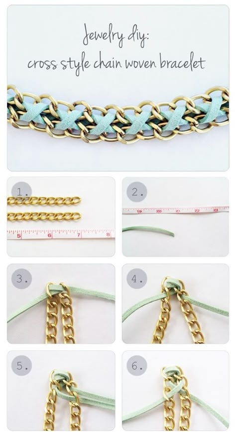 Chain Bracelet Tutorial, Leather Chain Bracelet, Leather Bracelet Tutorial, Beading Stitches, Diy Tumblr, Diy Leather Bracelet, Diy Chain, Leather Jewels, Trendy Diy