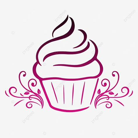 Cupcake Logo Design Graphics, Cupcake Logo Design Ideas, Cake Vector Logo, Cake Logo Design Graphics, Candy Cake Birthday, Cake Shop Logo Design, Cupcake Silhouette, Cupcakes Logo, Cupcake Outline