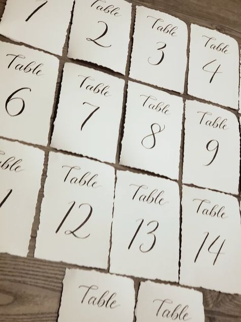 Gossip Girl Wedding, Calligraphy Table Numbers, Acrylic Table Number, Hand Calligraphy, Handwritten Calligraphy, Pressed Paper, Calligraphy Handwriting, Green Sage, Table Number Cards