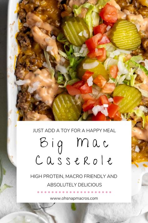 Big Mac Casserole, Big Mac Sauce, Mac Sauce, Table D Hote, Macro Friendly Recipes, Cheesy Casserole, Special Sauce, Beef Casserole Recipes, Macro Meals