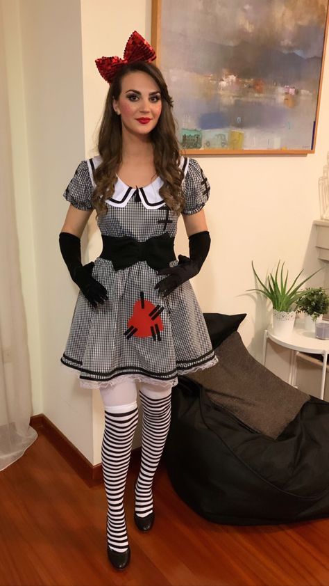 Wind Up Doll Costume Women, Diy Rag Doll Costume, Doll Costume Women, Haunted Doll Costume, Cute Doll Costume, Doll Costume Diy, Raggedy Ann Halloween Costume, Scary Doll Costume, Halloween Doll Costume