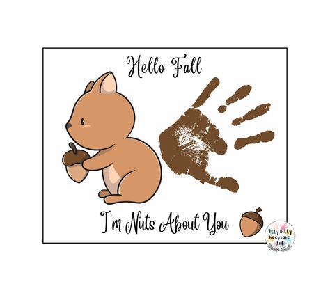 Fall Nuts About You Handprint Craft Art Printable Template / Autumn Activity / Fall Crafts Handprint Leaves Fall Crafts, October Hand Print Craft, Fall Leaf Handprints, Free Fall Handprint Printables, Fall Themed Handprint Art, Handprint Printable, Autumn Activity, Mothers Day Poems, Circle Math