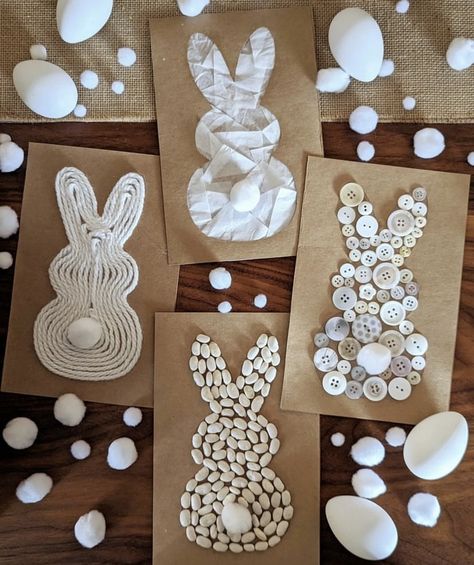 Navy Beans, Easter Cards Handmade, Rabbit Crafts, Easy Easter Crafts, Spring Easter Crafts, Easter Bunny Crafts, Piece Of Paper, Easter Craft, Easter Decorations Christian