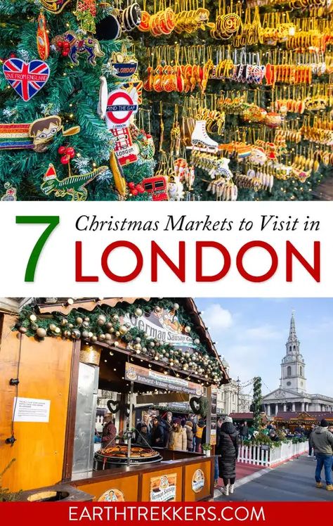 Best Christmas markets in London, including Borough Market, Covent Garden, Hyde Park Winter Wonderland, markets in Leicester Square and Trafalgar Square, and more. Earth Trekkers, London Christmas Market, London At Christmas, Christmas Light Tour, London Christmas Lights, Christmas In London, Christmas Things To Do, London Itinerary, Best Christmas Lights