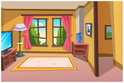 Room for relaxation in the house. Premiu... | Premium Vector #Freepik #vector #house #cartoon #room #morning Background Of House, 2d Cartoon Background, Cartoon Room Background, Home Cartoon Houses, Animated Cartoon Background, Cartoon Background House, Cartoon Home Background, Cartoon House Background, Cartoon Animation Background