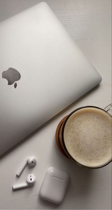 Macbook And Coffee Aesthetic, Aesthetic Content, Cream Aesthetic, Beige Aesthetic, A Cup Of Coffee, Instagram Inspo, White Aesthetic, Apple Products, Aesthetic Backgrounds