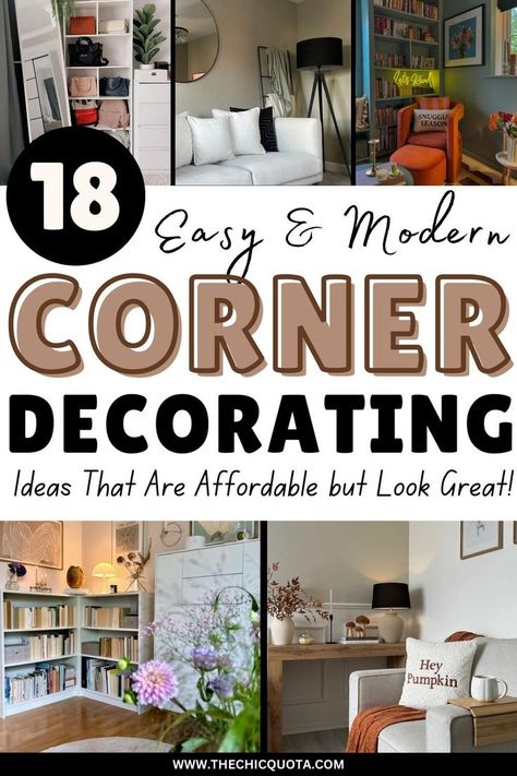 corner decorating ideas Corner Space Decorating Ideas, Corner Spaces Ideas, Corner Of Hallway Ideas, Corner Decorating Ideas Living Room Behind Couch, Picture Frames In Corner Wall, Corner Between Couches Decor, Corner Wall Decorating Ideas Living Room, How To Fill Corners In Bedroom, How To Decorate Awkward Corners