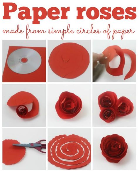 Paper roses, these fab paper roses are made from just a circle of paper and are easy to make. Perfect for mothers day or a home made gift. How To Make Paper Flowers, Mother's Day Diy, Make Paper, Paper Flowers Diy, Mothers Day Crafts, Valentine Day Crafts, Paper Roses, Mothers Day Cards, How To Make Paper