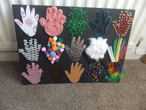 Diy Sensory Board, Senses Preschool, Texture Board, Sensory Wall, A Box Of Chocolates, Baby Sensory Play, Sensory Crafts, Nursery Activities, Toddler Classroom