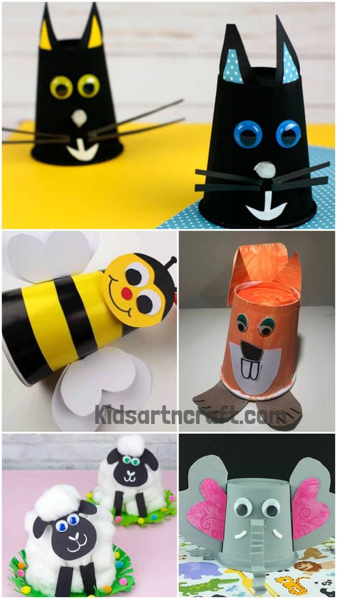 Paper Cup Animal Crafts for Kids Paper Cup Animal Craft, Octopus Crafts For Toddlers, Paper Cup Animals, Vikram Thakor, Plastic Cup Crafts, Octopus Crafts, Paper Cup Crafts, Bee Crafts For Kids, Lions And Tigers