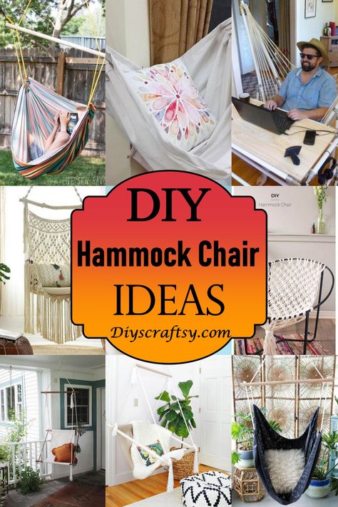 Hanging Chair Ideas, Macrame Hammock Chair Pattern, Projects For Friends, Hammock Chair Stand Diy, Homemade Hammock, Diy Hammock Stand, Garden Hanging Chair, Diy Hammock Chair, Diy Hanging Chair