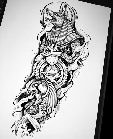 T H O M A S   B A T E S on Instagram: “Egyptian Gods available. Print or sleeve?  Email: tombatesart@gmail.com . . . . . #fineline #blacktattooart #illustration  #insta_blackwork…” Egyptian Gods Tattoo, Gods Tattoo, Egypt Tattoo Design, Tato Maori, Egyptian Tattoo Sleeve, Anubis Tattoo, Tattoos Black Women, Egypt Tattoo, God Tattoos