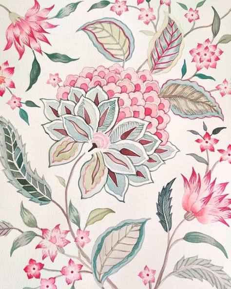 Shambhavi on Instagram: “Can never get tired of these florals! . . My daily dose of florals #handdrawn #floral #pattern #floralpattern #print #surfacedesign…” Mughal Art Paintings, Botanical Flower Art, Mughal Art, Textile Prints Design, New Flower, Flower Art Images, Prints Design, Floral Illustrations, Textile Patterns