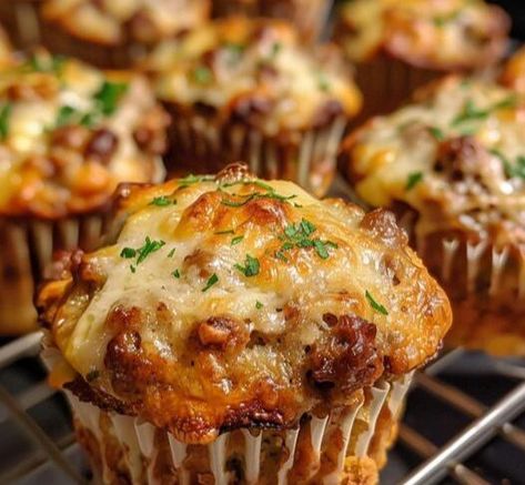 Breakfast Sausage Muffins, Sweet Banana Bread Recipe, Sausage Breakfast Muffins, Fried Cabbage With Sausage, Sausage And Potato Bake, Stuffing Balls Recipe, Mexican Cornbread Recipe, Cheesy Breakfast, Sausage Muffins