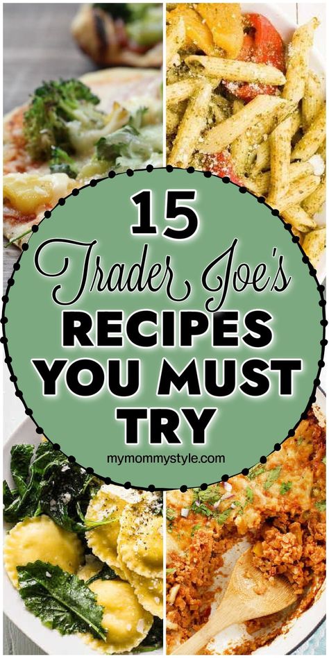 If you have never been to Trader Joe's than you are missing out! My Mommy Style shares 15 delicious recipes based on the amazing food you can find at Trader Joe's. From BBQ pizza and stuffed peppers to pulled pork tacos and pizza, you are bound to love these easy-to-make recipes. Try one of these recipes today! Trader Joes Chimichurri Sauce Recipes, Trader Joe Hashbrown Recipes, 3 Ingredient Trader Joes Recipes, Trader Joe's Meals, Vegetarian Trader Joes Recipes, Trader Joe’s Recipe, Trader Joe's Meal Prep, Trader Joe’s Recipes, Trader Joe’s Meals