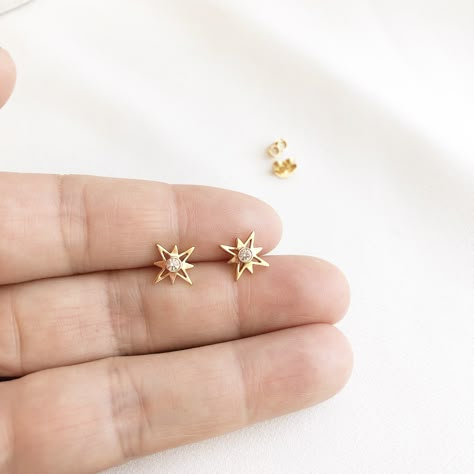 Gold Earrings For Kids, Small Earrings Gold, Earrings For Kids, Gold Earrings Indian, Antique Gold Earrings, Earrings Star, Star Stud Earrings, Gold Earrings For Women, Mini Earrings