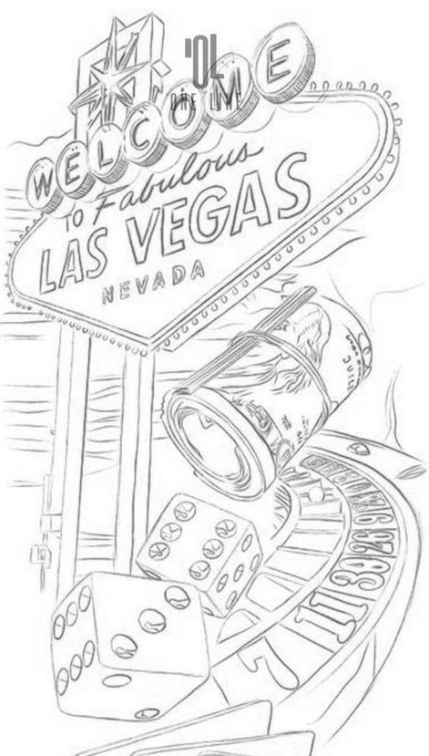 Las Vegas Tattoo Stencil, Casino Tattoo Stencil, Pool Table Tattoo, Las Vegas Tattoo Designs, Real Tattoo Stencil, Las Vegas Tattoo, Casino Tattoo, Vegas Tattoo, Full Tattoo