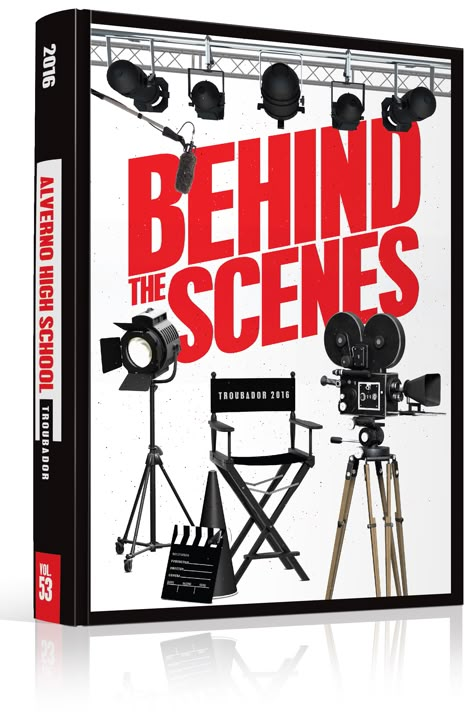 Yearbook Cover - Unused - "Behind The Scenes" Theme - Hollywood, Silver Screen… Yearbook Covers Ideas, Netflix Yearbook Theme, Senior Yearbook Ideas, Yearbook Vintage, Creative Yearbook Ideas, Yearbook Covers Themes, Yearbook Cover Ideas, The Scene Aesthetic, Yearbook Covers Design