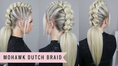 Mohawk Dutch Braid, Mohawk Braid Styles, Sweethearts Hair, French Braids Tutorial, Cute Ponytails, Mohawk Braid, Viking Hair, Braid Tutorial, Faux Hawk