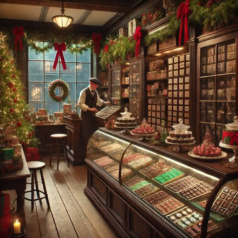 Christmas Bakery Aesthetic, Candy For Christmas, Bakery Aesthetic, Miskatonic University, Christmas Bakery, Christmas Candy Recipes, Room Boxes, Christmas Illustrations, Holiday Break