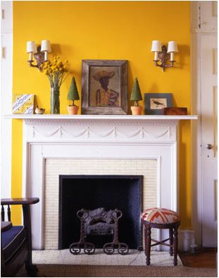 Yellow!! Yellow Feature Wall, Mustard Room, Garden Interior Design, Painted Closet, Garden Interior, Living Room Redo, Yellow Room, Yellow Living Room, House And Garden