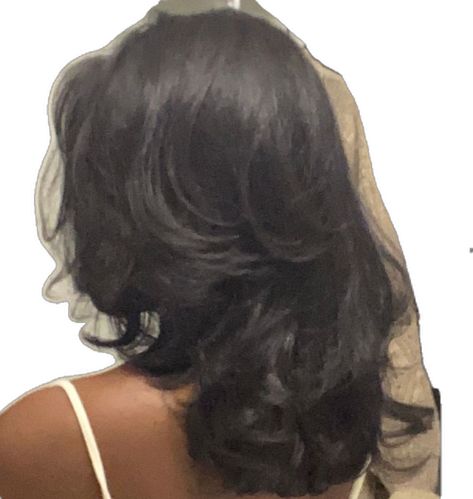 black girl with medium length silk-pressed hair with 90’s-style rachel green layers Rachel Green Layers, Should Length Hair Styles, Chest Length Hair, Black Hair Layers, Medium Black Hair, Black Hair Curls, Medium Hairstyles For Women, Claw Clip Hairstyles, Fantasy Universe