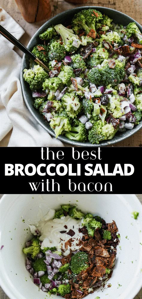 This Healthy Broccoli Salad is loaded with bacon, almonds, raisins (or craisins), and red onion, all tossed in a creamy, tangy dressing. It’s a perfect side dish for Thanksgiving, Christmas, or summer barbecues. Quick to prepare, easy to make ahead, and ideal for a crowd! Try this broccoli salad recipe for your next holiday meal or as a simple, healthy weeknight side. Brocoli Christmas Salad, Broccoli Salad With Bacon And Raisins, Healthy Broccoli Salad Recipes, Winter Salad Recipes Christmas, Brocoli Salad Recipes, Best Broccoli Salad, Broccoli Salad With Bacon, Best Broccoli Salad Recipe, Easy Broccoli Salad