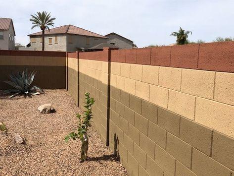 Decorating Cinder Block Walls, Outside Wall Paint, Cinder Block Paint, Concrete Fence Wall, Painting Concrete Walls, Painted Blocks, Concrete Backyard, Paint Concrete, Concrete Block Walls