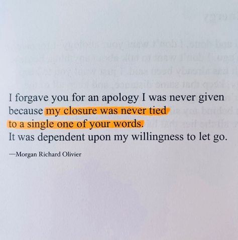 Morgan Richard Olivier on Instagram: “For so many of us, we struggle with closure because we lose sight of what it truly is and who’s responsible for it. We prolong our…” Quotes About Forgiveness Family, Closure Quotes, You'll Be Okay, Words About Life, Faith Motivation, Camping Things, Empath Energy, Forgiveness Quotes, Narcissistic Mother