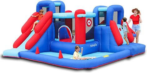 AirMyFun Bounce House,Bouncy Castle with Ball Pit,Inflatable Kids Double Slide with Air Blower, Castle Bouncer for Children Jumping Outdoor and Indoor Party Castle Bounce House, House With Slide, Bounce House With Slide, Jumping Castle, Inflatable Obstacle Course, Outdoor Playhouse, Summer Needs, Inflatable Water Park, Backyard Adventure