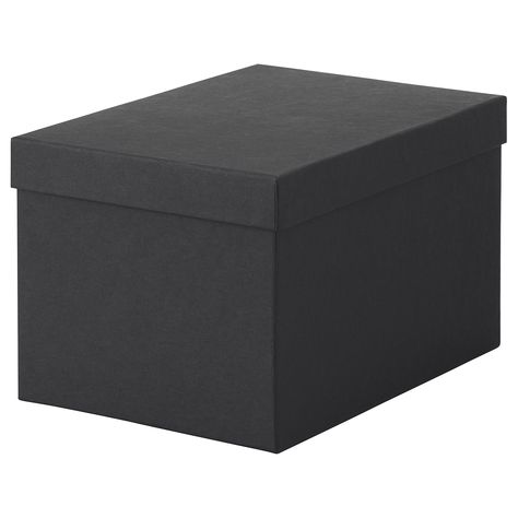 IKEA - TJENA Storage box with lid black Kitchen Sink Interior, Trading Card Storage, Ikea Website, Storage Box With Lid, Billy Bookcase, Expandable Dining Table, Media Storage, Storage Boxes With Lids, Paper Storage