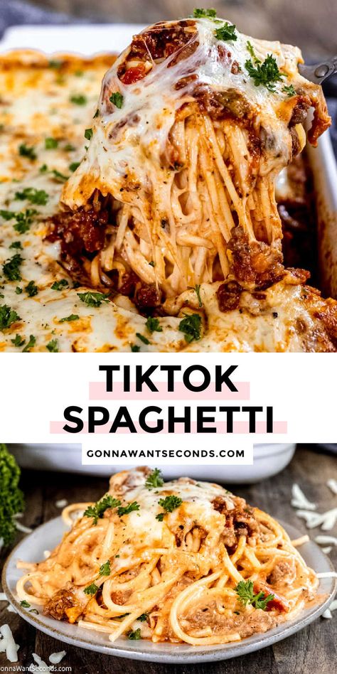 Tiktok Spaghetti Tiktok Spaghetti, Spaghetti Chicken, Salad Pasta, Pasta Dinners, Pasta Dinner Recipes, Fettuccine Alfredo, Thigh Recipes, Easy Casserole Recipes, Spaghetti Recipes