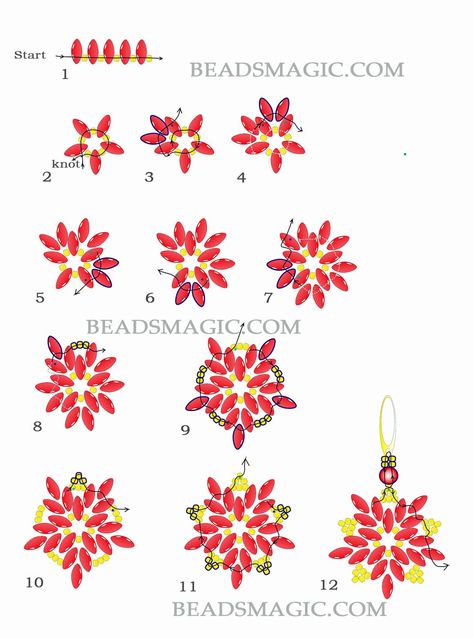 Christmas Beads Craft, Beaded Ornaments Diy, Free Beading Tutorials, Beads Magic, Christmas Jewelry Diy, Earring Christmas, Beaded Flowers Patterns, Holiday Beading, Seed Bead Patterns