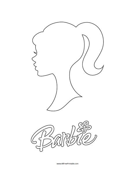 Barbie Pencil Drawing, Barbie Head Silhouette, Barbie Silhouette Printable Free, Barbie Logo Printable Free, Easy Barbie Drawing, Barbie Stencil Free Printable, Barbie Drawing Ideas, Barbie Face Drawing, Barbie Sketches Pencil