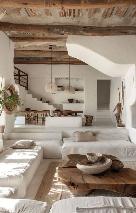 Salon style Ibiza : Inspirez-vous de ces intérieurs bois et blanc Tulum Home Decor, Tulum Decor Inspiration, Tulum Design, Ibiza Style Interior, Farmhouse Fall Decor Ideas, Ibiza Home, Style Ibiza, Tree Interior, Casa Clean