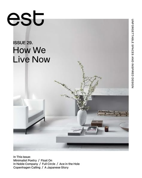 Issuu is a digital publishing platform that makes it simple to publish magazines, catalogs, newspapers, books, and more online. Easily share your publications and get them in front of Issuu’s millions of monthly readers. Title: Est Magazine Issue 29 | How We Live Now, Author: Est Magazine, Name: Est Magazine Issue 29 | How We Live Now, Length: 132 pages, Page: 1, Published: 2018-06-19 Interior Design Magazine Cover, Interior Magazine, Furniture Magazine, Est Living, Architecture Magazines, Interiors Magazine, Magazine Cover Design, Living Magazine, Interior Design Magazine