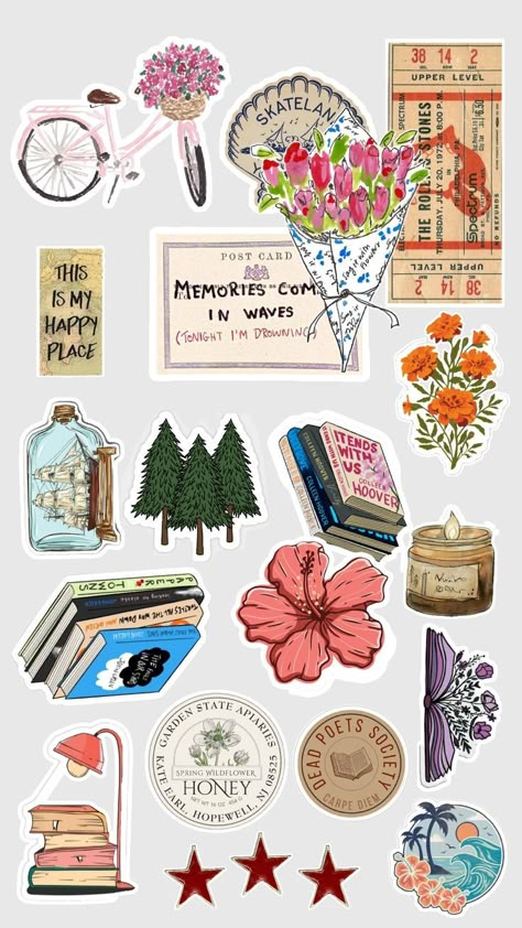 Sticker Design Inspiration, Scrapbook Printing, Scrapbook Stickers Printable, Bullet Journal Stickers, Stickers Printable, Scrapbook Journal, Aesthetic Stickers, Journal Stickers, Sticker Collection