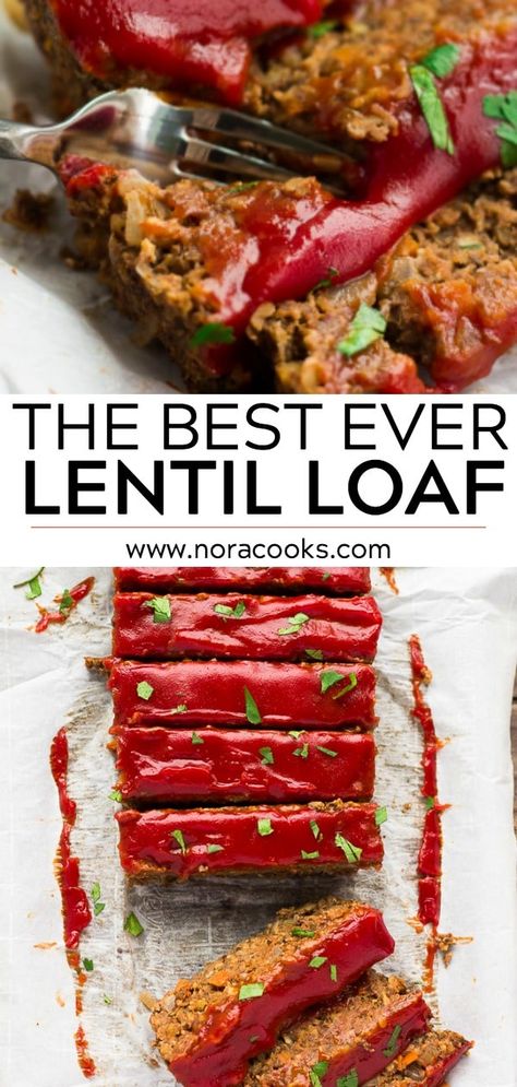 Vegan Lentil Loaf, Nora Cooks, Vegan Meatloaf, Lentil Loaf, Vegan Lentil, Resep Diet, Plant Based Meals, Vegan Main Dishes, Lentil Recipes