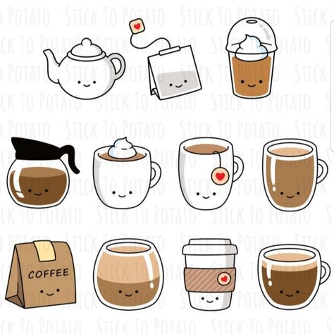 Coffee Doodle, Kawaii Clipart, Cute Easy Doodles, Bullet Journal Diy, Easy Doodle Art, Bullet Journal Design Ideas, Easy Doodles Drawings, Cute Doodles Drawings, Book Art Diy