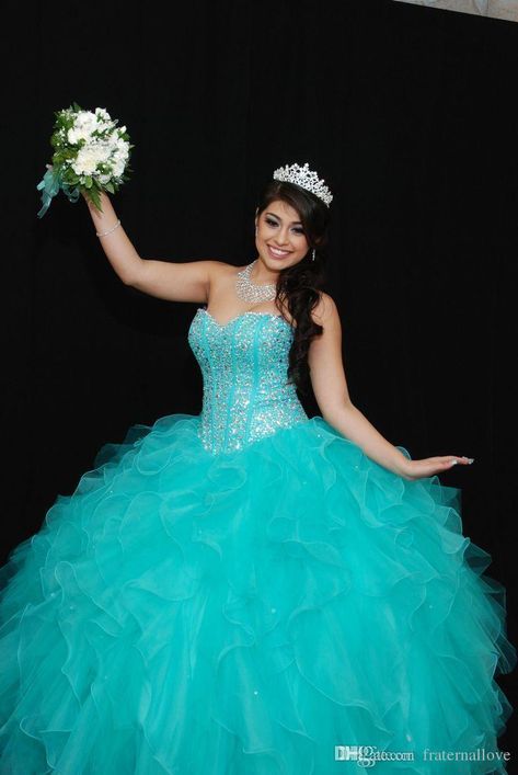 Tiffany Blue Quinceanera, Turquoise Quinceanera Dresses, Dress For Quinceanera, Blue Quinceanera Dress, Green Ball Gown, Quincenera Dresses, Quinceñera Dresses, Sweet 15 Dresses, Quinceañera Dresses