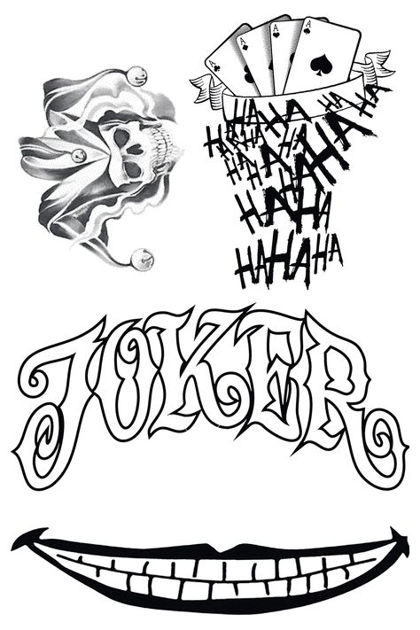 Joker Tattoo Design Black And Grey, Joker Line Art, Joker Mouth Tattoo, Joker Tattoo Stencil, Heath Ledger Joker Tattoo, Joker Symbol, Tato Joker, Joker Stencil, Tattoo Nombres