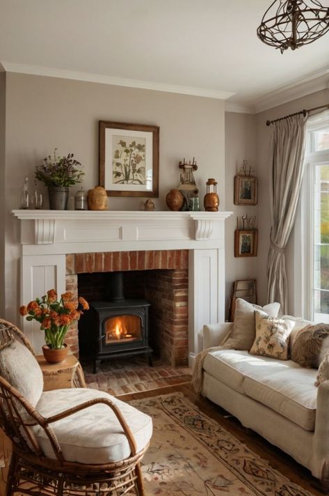 Georgian Living Room Ideas, Old Charm House, Vintage House Living Room, Modern Grandma Style House, Adding Warmth To A Grey Room, Grandma Core Living Room, Modern Heritage Interior, Romantic Living Room Ideas, Nancy Meyers Interiors Inspiration