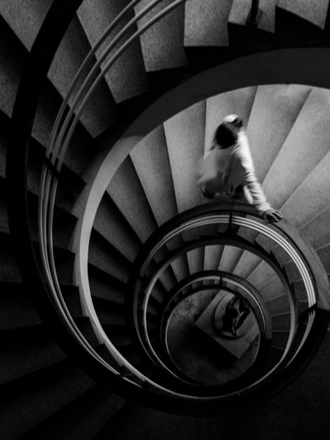 Spiral Staircase Photography, Spiral Staircase Photoshoot, Staircase Photoshoot Ideas, Stairs Editorial, Circle Staircase, Stairway Photography, Staircase Aesthetic, Endless Staircase, Staircase Photoshoot